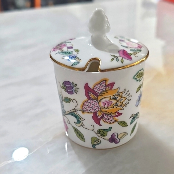 Charming Floral Porcelain Sugar Jar with Lid Haddon Hall Minton Bone China